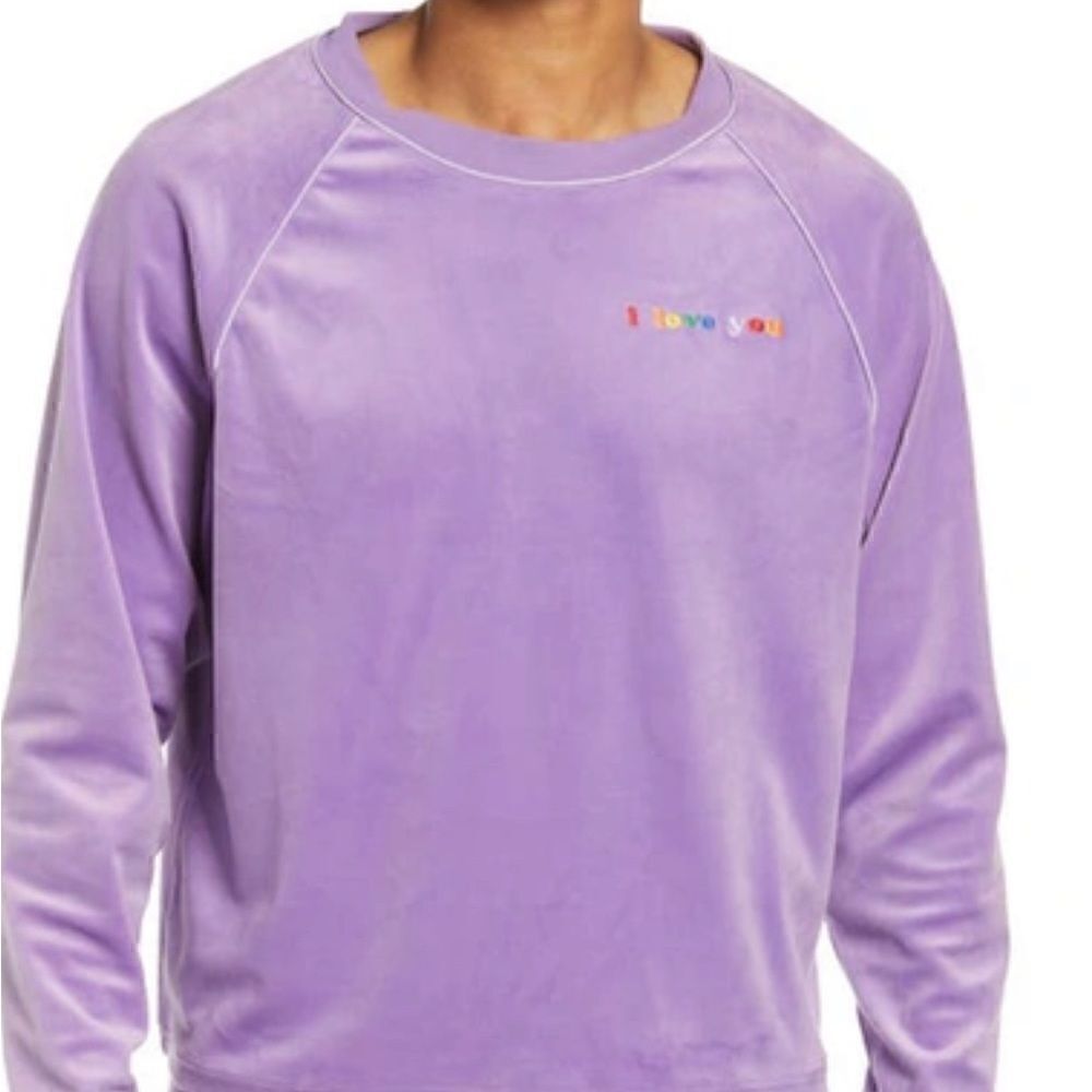 BP. Be Proud Gender Inclusive Pride Velour Sweatshirt Small Purple Hyacinth Love - Picture 4 of 6